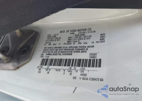 2020 Ford Transit Connect Xl from USA, damaged, VIN NM0LS6E74L1435888